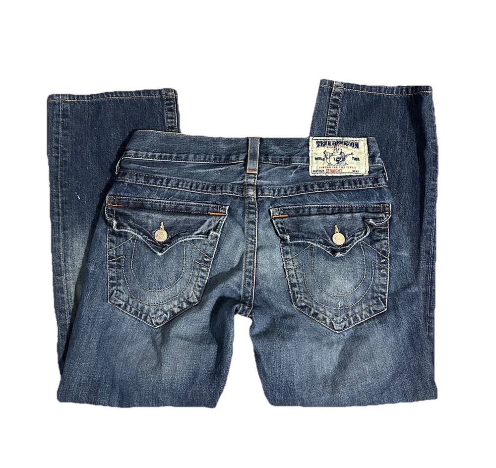 True Religion Men's Blue Straight Leg Jeans Size 32/28